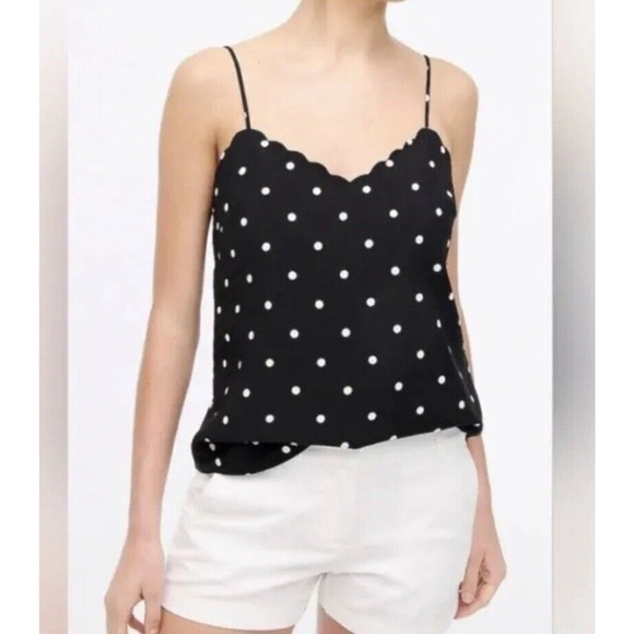 J. Crew Black White Polka Dot Print Tank Top Camisole Spaghetti Lot Of 2 Size 00 - Picture 1 of 16